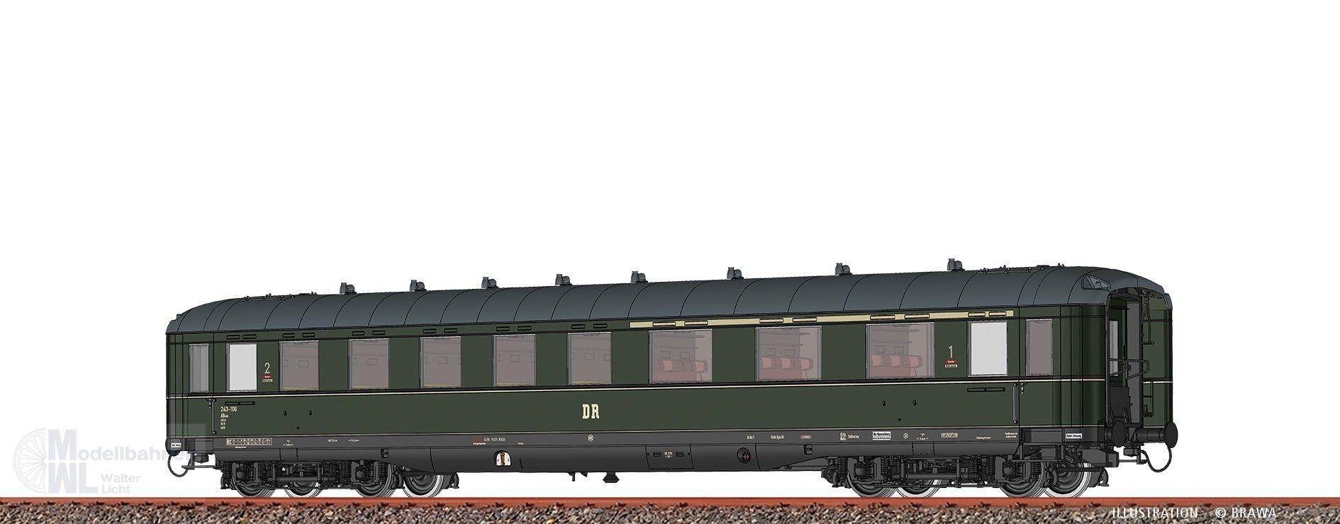 Brawa 51064 - Schürzenwagen DR Ep.III AB4üe 243-106 H0/GL BASIC Brawa 51064 - Schürzenwagen DR Ep.III AB4üe 243-106 H0/GL BASIC