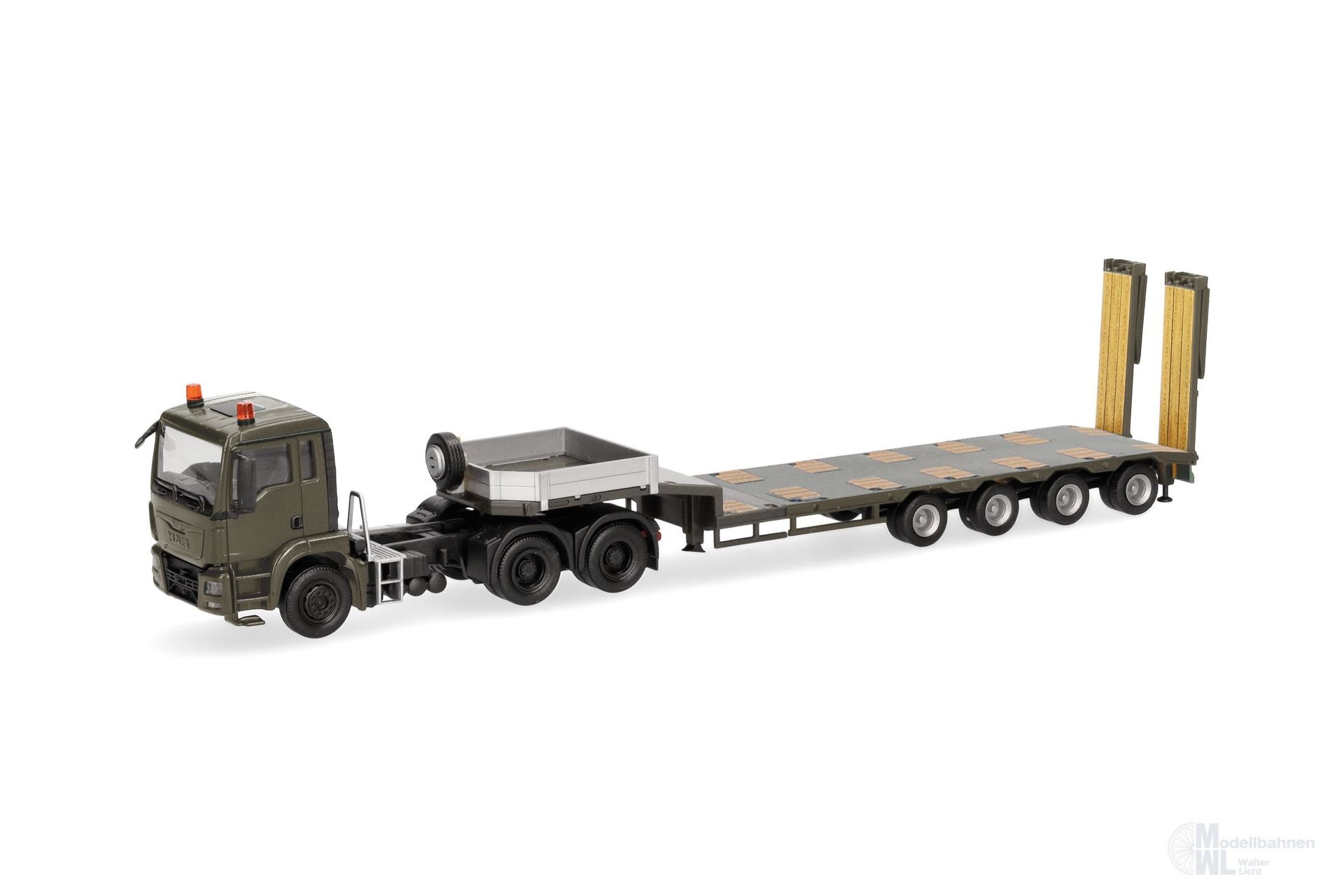 Herpa 747233 - MAN TGS L Zgm (6x6) mit Semitieflader Anhänger H0 1:87