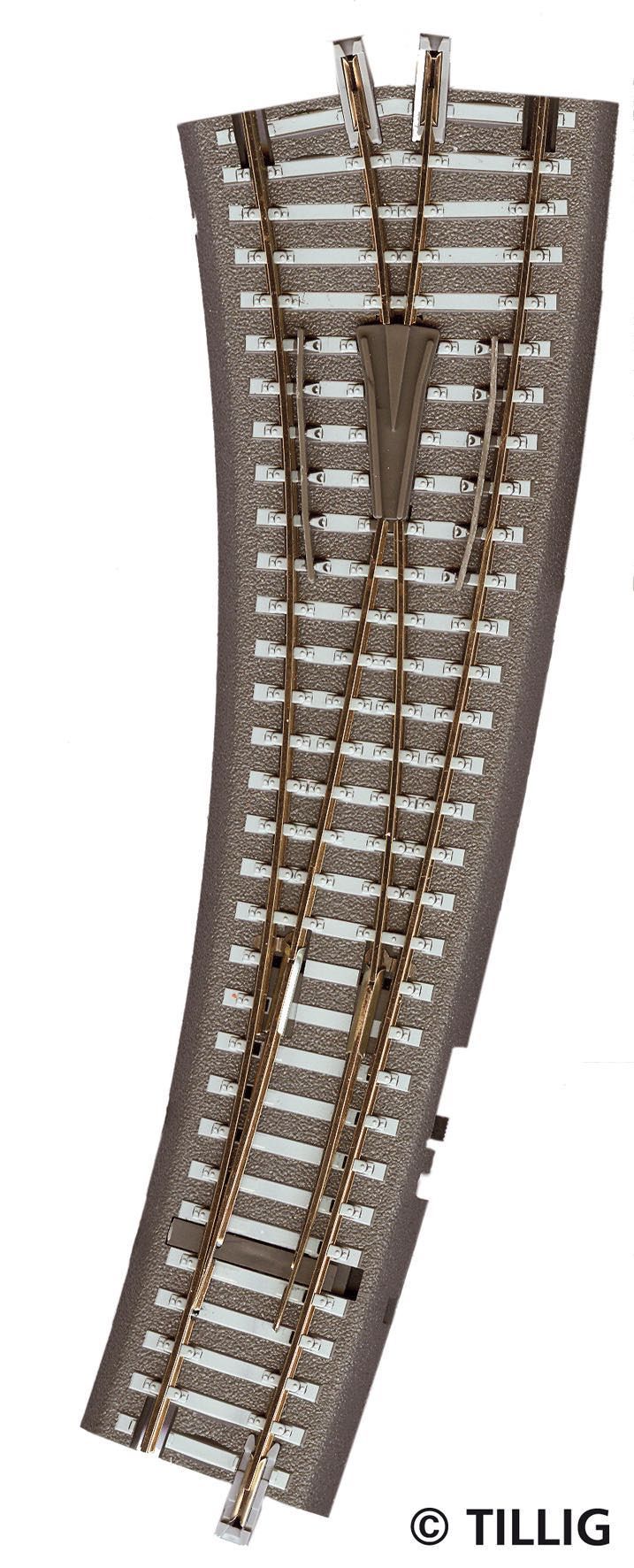 Tillig 83862 - Bettungsgleis-Innenbogenweiche links Hand TT 1:120