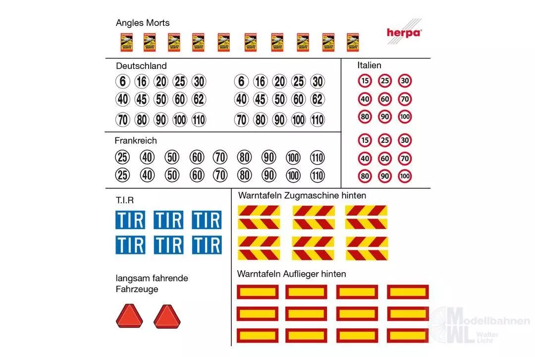 Herpa 054829 - Zubehör Aufklebebogen mit diversen Warntafeln H0 1:87