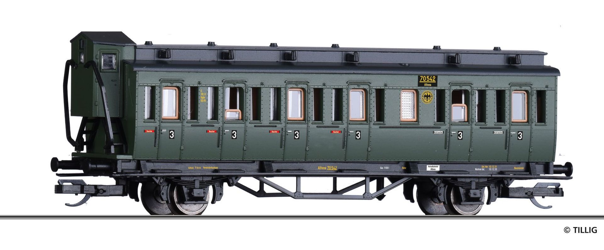 Tillig 13155 - Personenwagen DRG Ep.II 3.Kl. TT 1:120