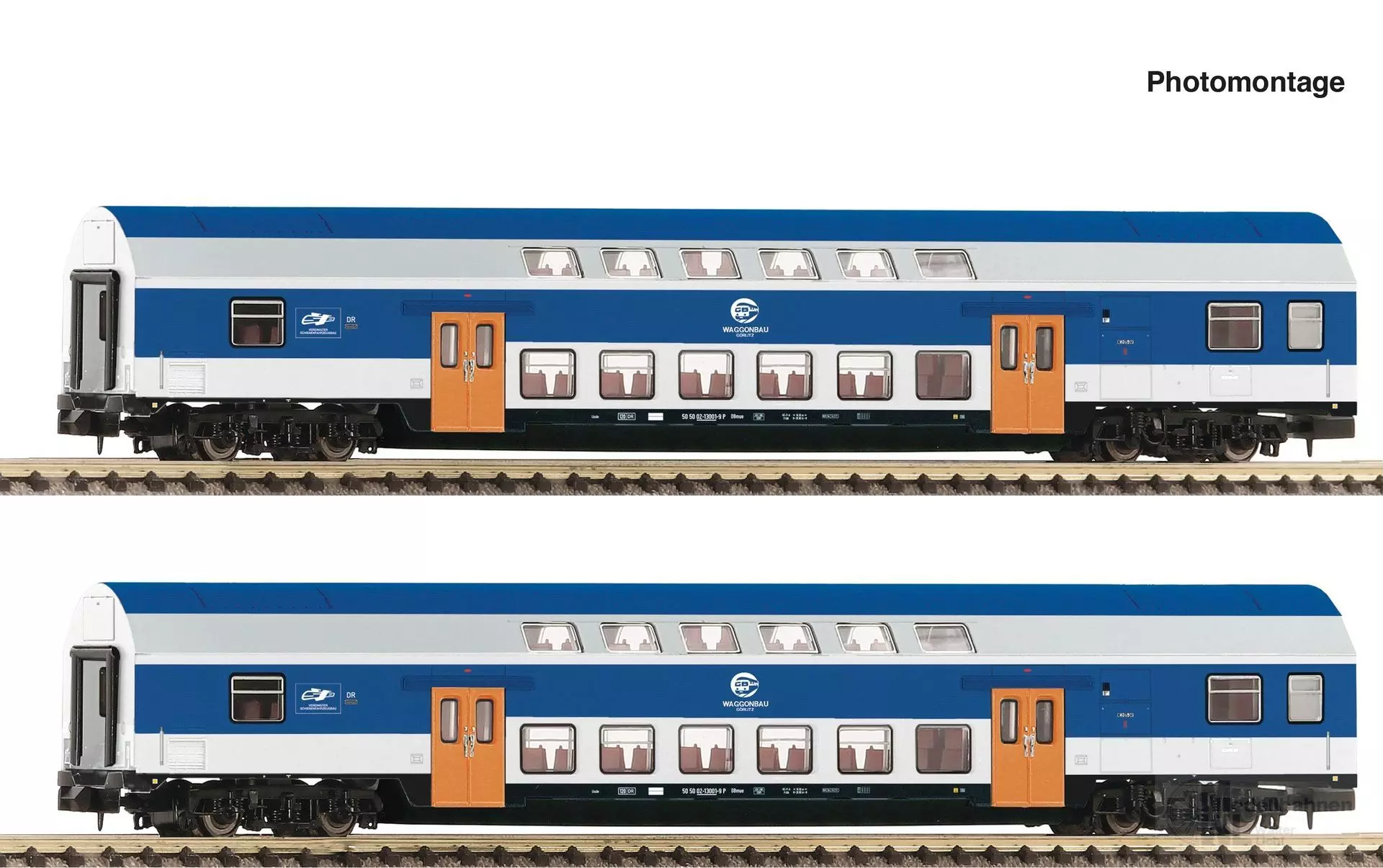 Fleischmann 6260094 - Doppelstockwagen Set DR/VEB Ep.IV 2.tlg. N 1:160