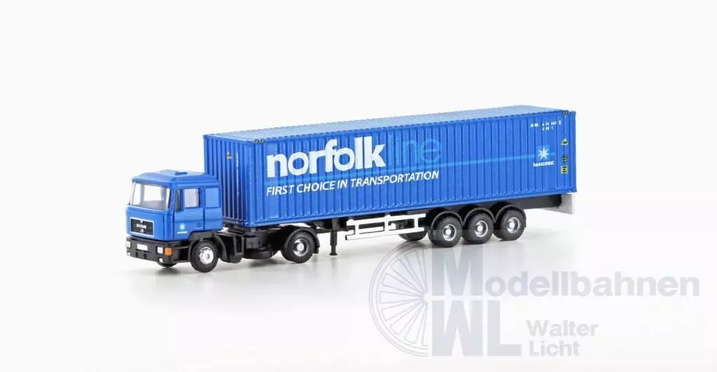 Lemke Minis 4067 - MAN F90 Container-Sattelzug Norfolkline N 1:160
