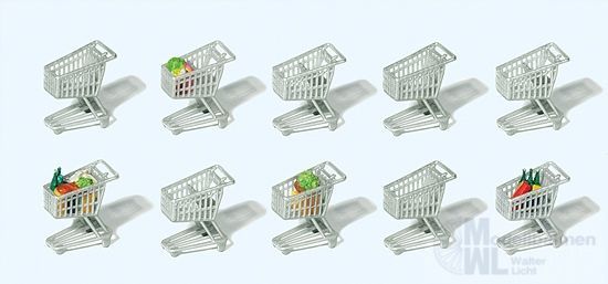 Preiser 17224 - Einkaufswagen 10 Stück Bausatz H0 1:87