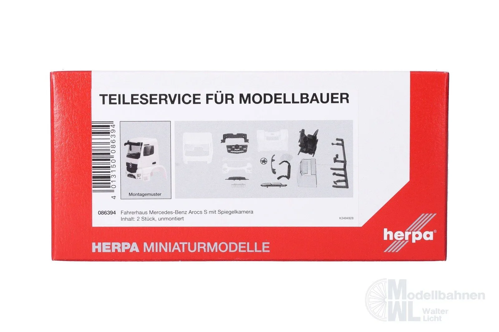 Herpa 086394 - Fahrerhaus Mercedes-Benz Arocs S mit Spiegelkamera weiß 2 Stück H0 1:87