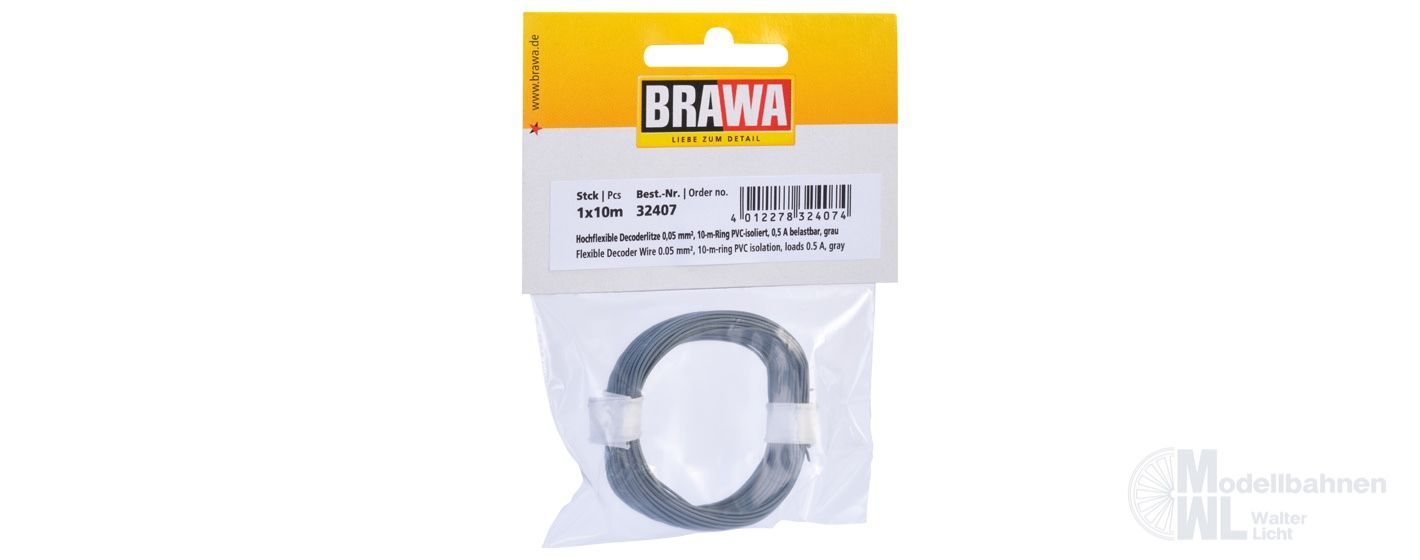 Brawa 32407 - Decoderlitze 0.05qmm grau 10 Meter Brawa 32407 - Decoderlitze 0.05qmm grau 10 Meter