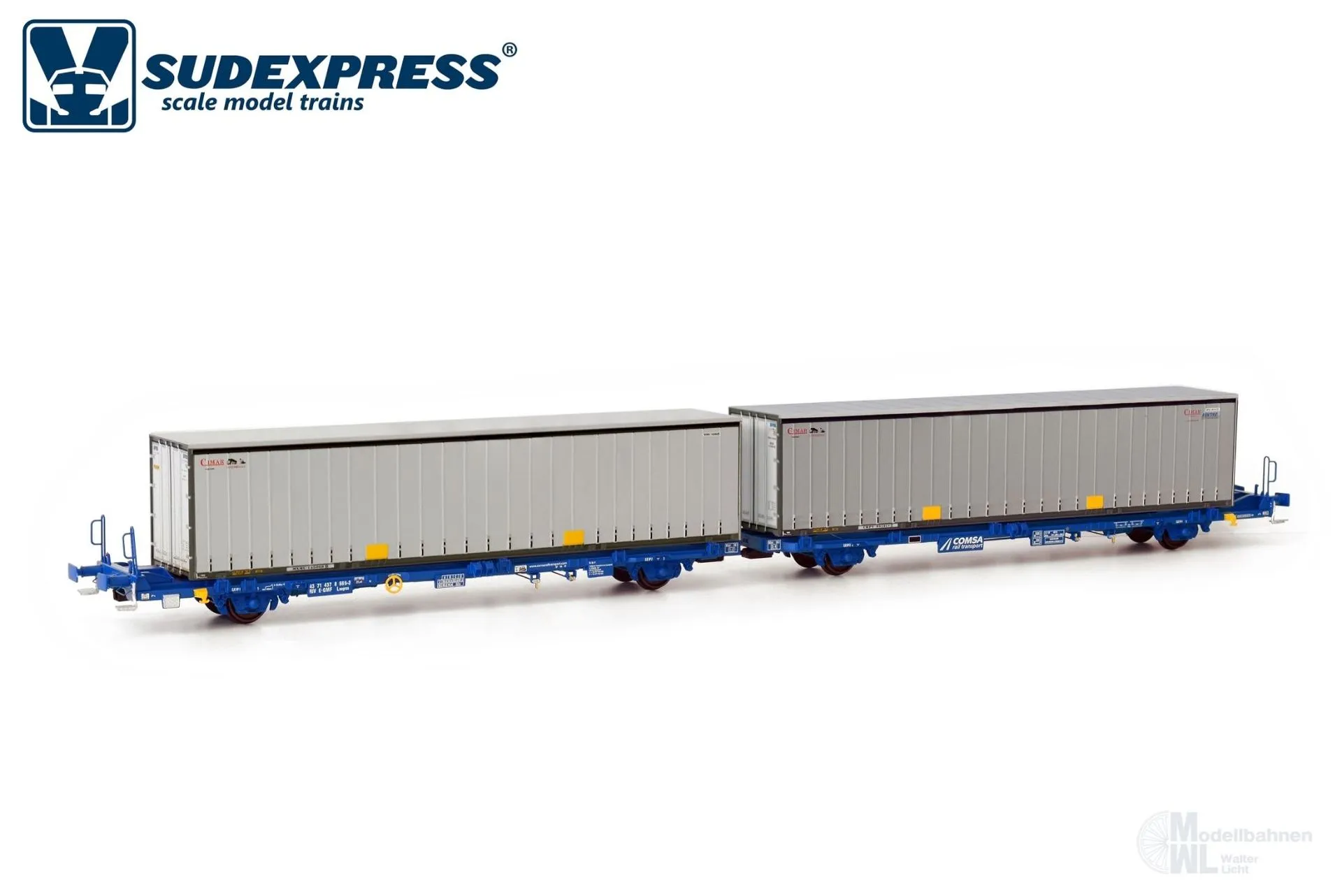 Sudexpress SUCM66517 - Containertragwagen Comsa Ep.VI Laagrss 45' Container neutral H0/GL