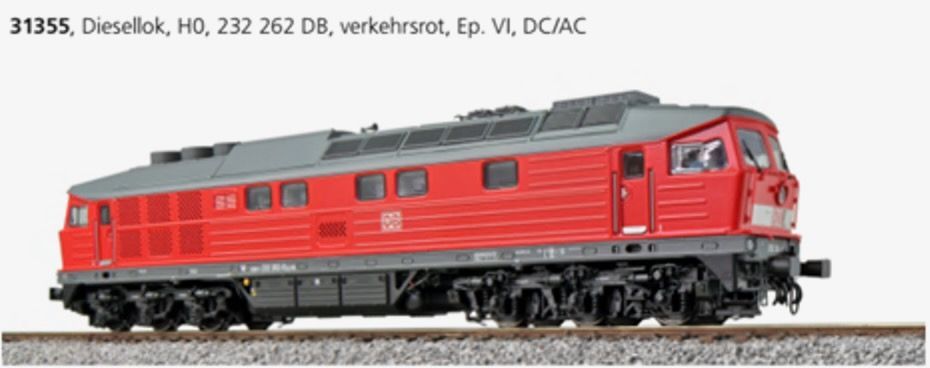 ESU es31355 - Diesellok BR 232 262 DB Ep.VI verkehrsrot um 2021 H0/GL/WS