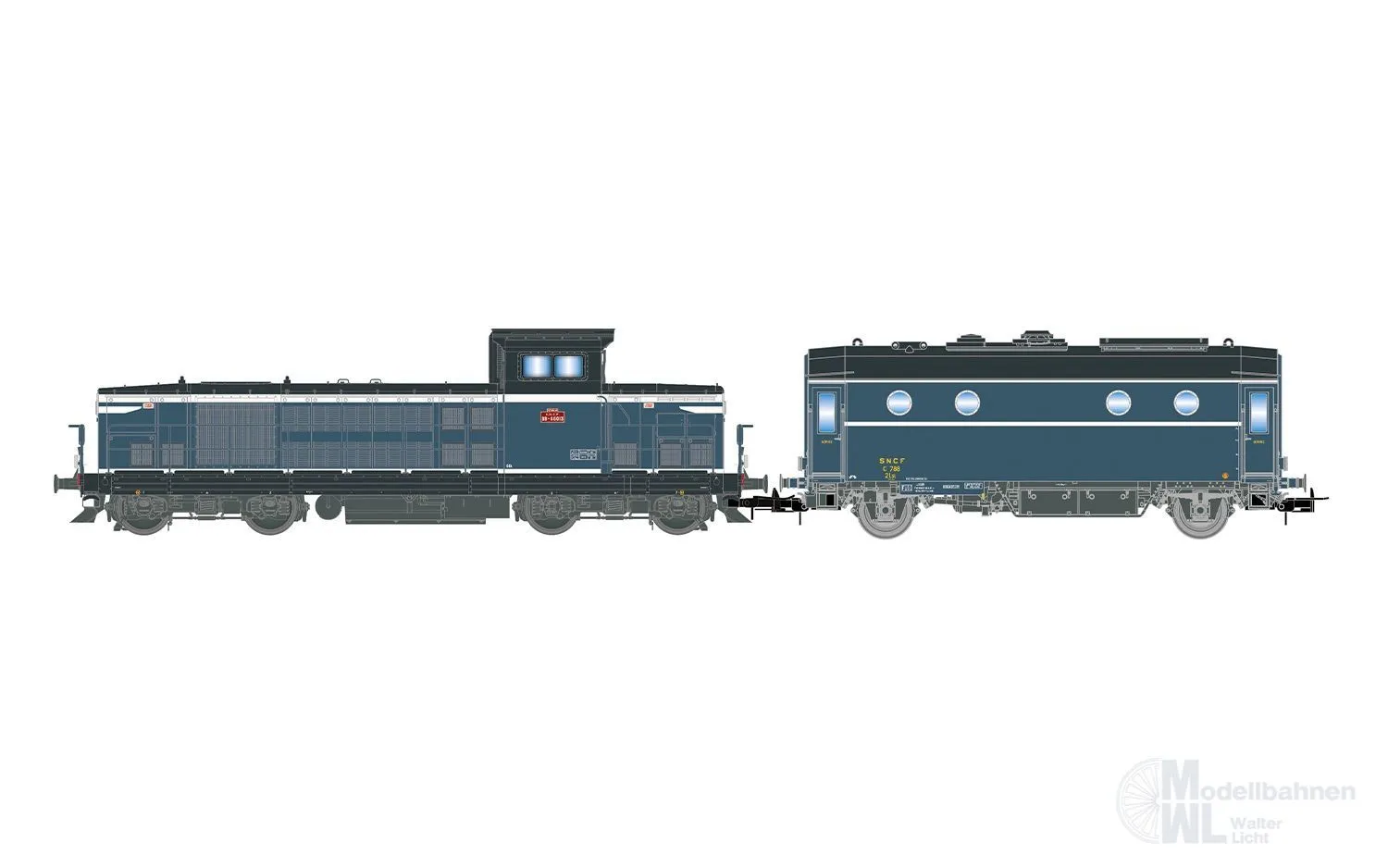 Jouef 2474 - Diesellok BB 66013 SNCF Ep.IV mit Heizkesselwagen Bauart 800 H0/GL