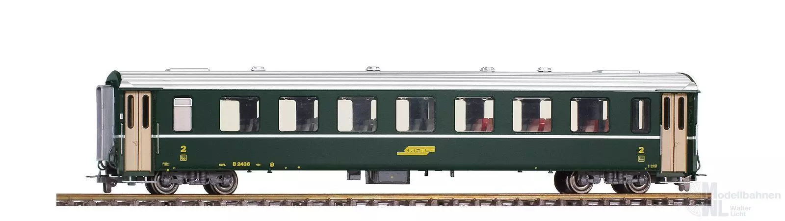 Bemo 3240116 - Einheitswagen EW II RhB Ep.IV/V B 2436 grün H0m