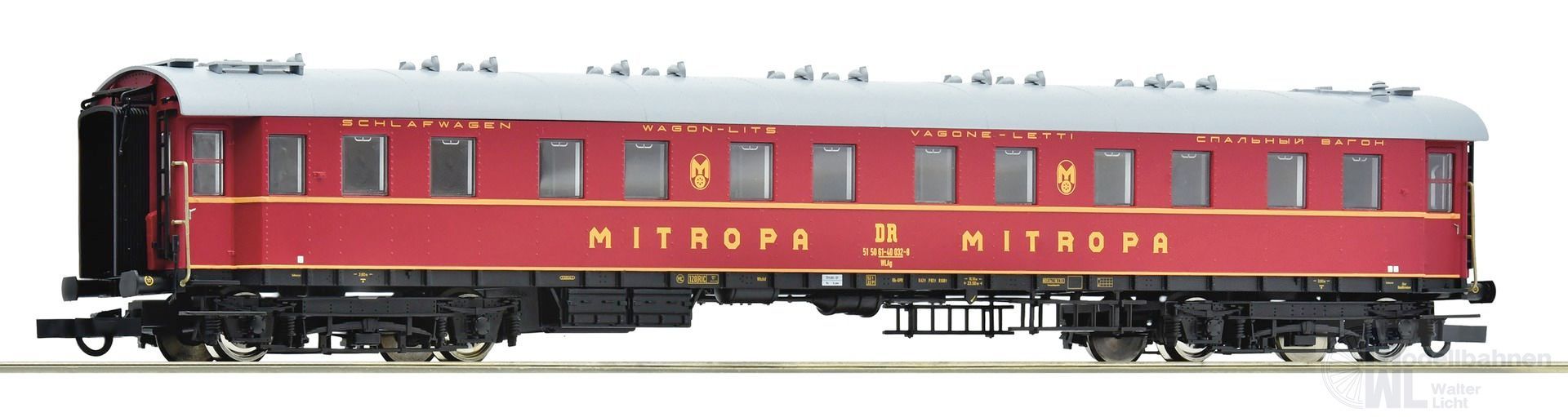 Roco 6200204 - Schlafwagen DR Ep.IV WLAg gelbe Zierlinie H0/GL