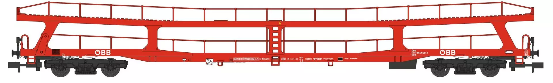 Hobbytrain 24611 - Autotransportwagen Set ÖBB Ep.VI DDm915 verkehrsrot 2.tlg. N 1:160