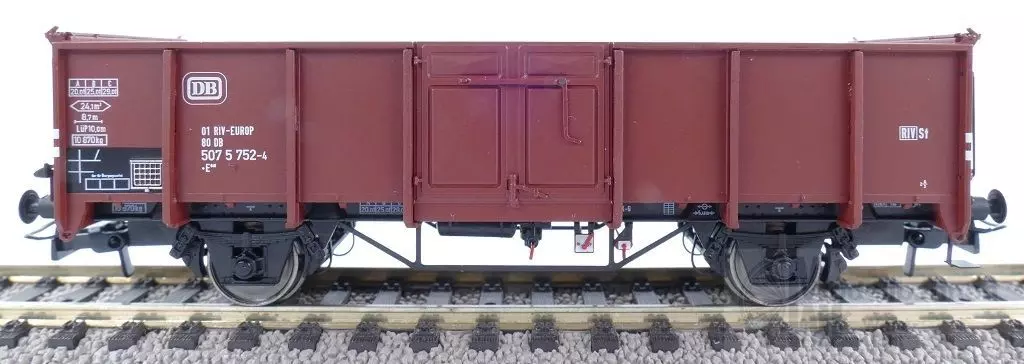 Exact Train 23919 - Güterwagen offen DB Ep.IVb UIC II E040 nr 01 80 RIV-EUROP 507 5 750 H0/GL