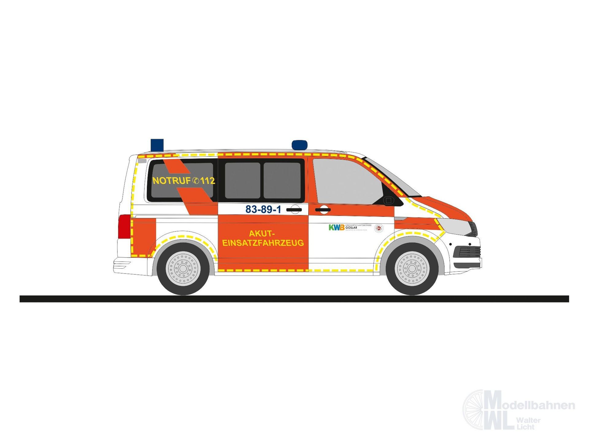 Rietze 53971 - Volkswagen T6 Akut-Einsatzfahrzeug KWB Goslar H0 1:87