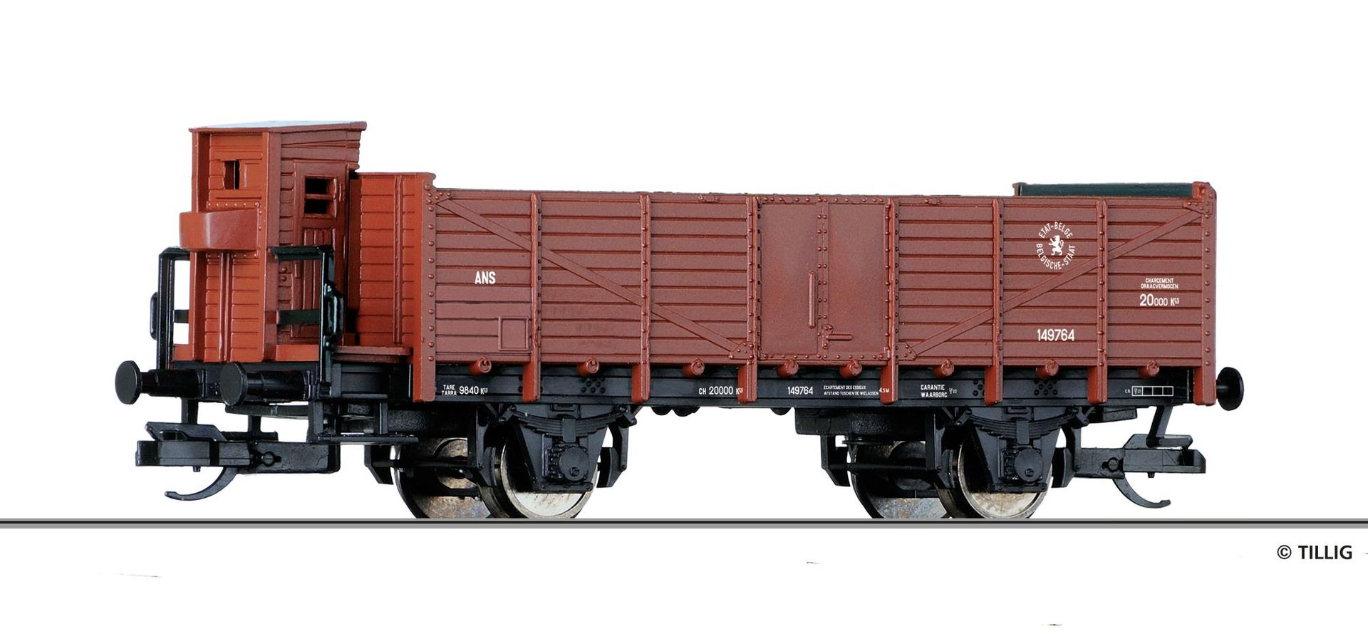 Tillig 14293 - Güterwagen offen ETAT-BELGE Ep.II ANS TT 1:120