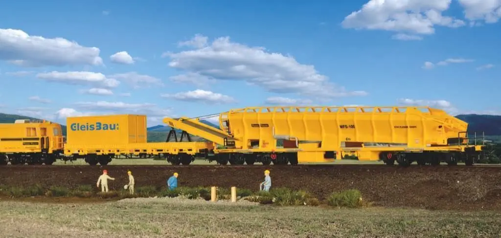 Kibri 26264 - Schutzwagen mit Auflage für MFS 100 und Container GleisBau Fertigmodell H0/GL