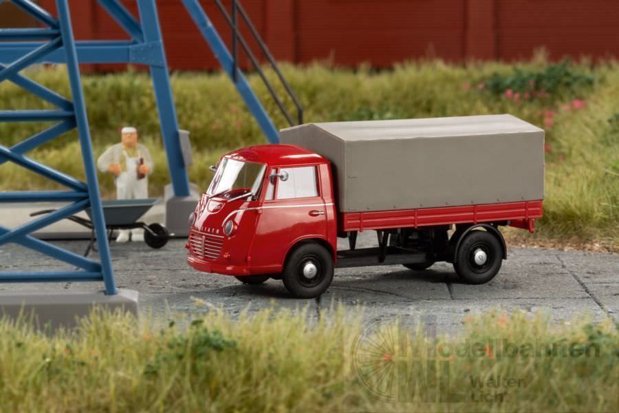 mini car 66022 - Goliath Express 1100 Pritschenwagen Plane hellrot H0 1:87