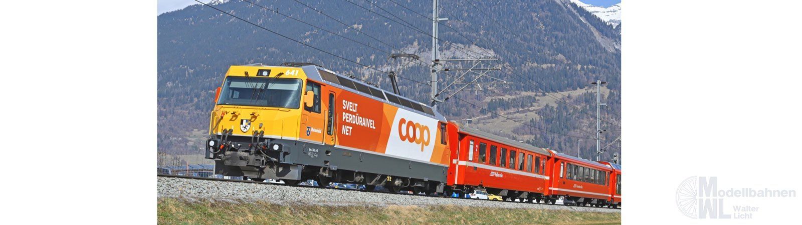 Bemo 1659181 - E-Lok Ge 4/4 III 641 RhB Werbelok Coop H0/GL