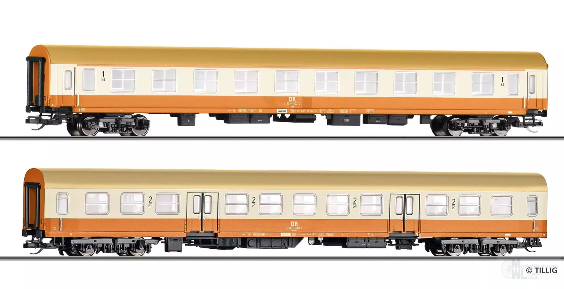 Tillig 01123 - Personenwagen Set DR Ep.IV 2.tlg. Städteexpress TT 1:120