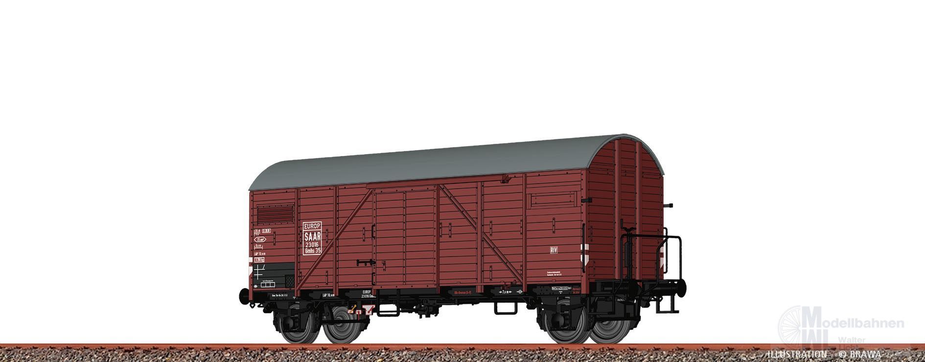 Brawa 50728 - Güterwagen ged. SAAR Ep.III Gmhs35 EUROP H0/GL