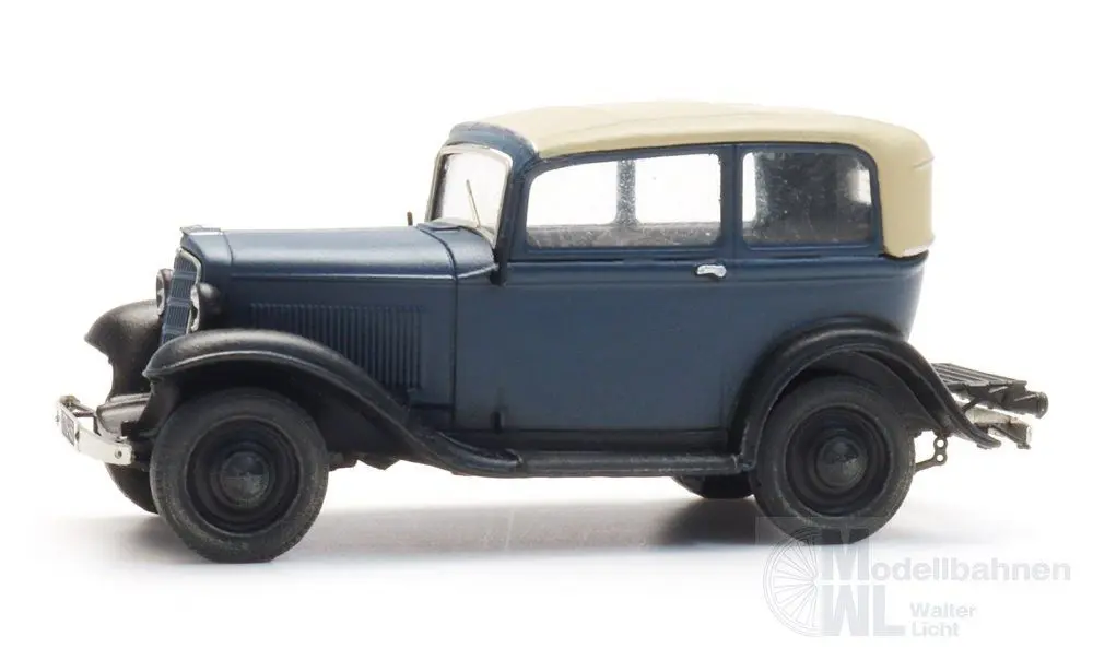 ARTITEC b.v. 387.646 - Opel P4  Dach geschlossen blau Fertigmodell H0 1:87