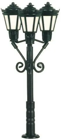 Viessmann 6477 - Parklaterne dreiflammig, schwarz, LED warmweiß N 1:160
