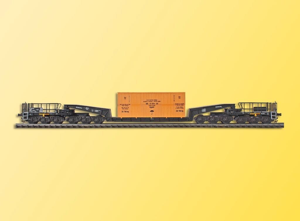 Kibri 16510 - Waggon UNION Schienentiefladewagen Uaais 819 mit Übersee Holzkiste H0 1:87