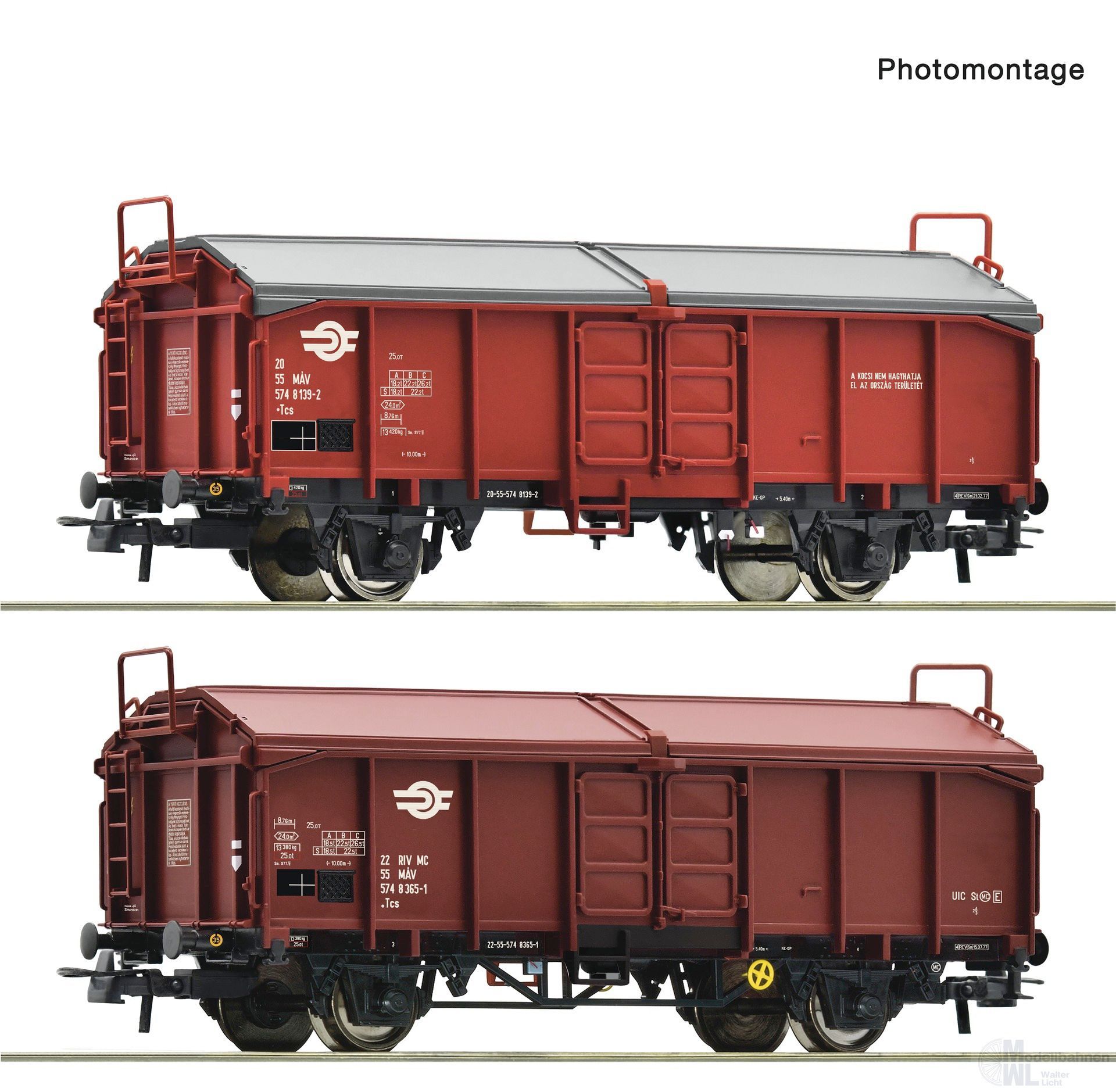 Roco 6600116 - Schiebedachwagen Set MAV Ep.IV 2.tlg. H0/GL