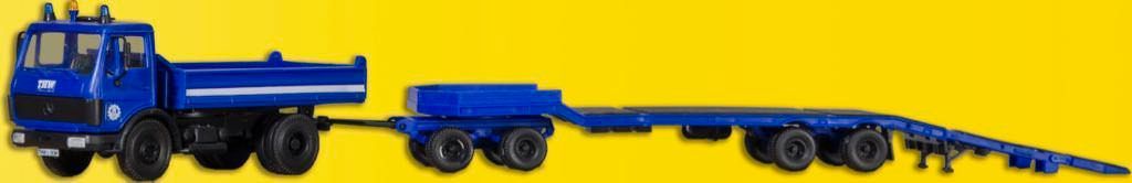 Kibri 18458 - Mercedes-Benz Kipper mit Tiefladeanhänger THW H0 1:87