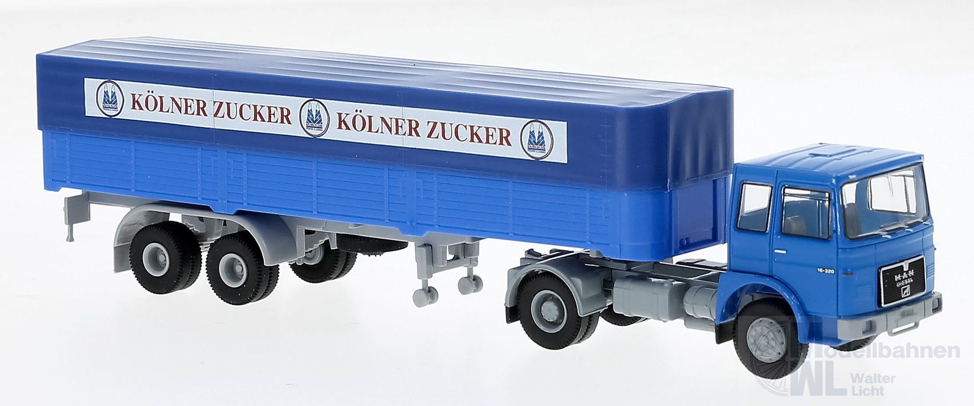 Brekina 78150 - MAN F7 Pritsche/Plane-Sattelzug Kölner Zucker H0 1:87 Brekina 78150 - MAN F7 Pritsche/Plane-Sattelzug Kölner Zucker H0 1:87