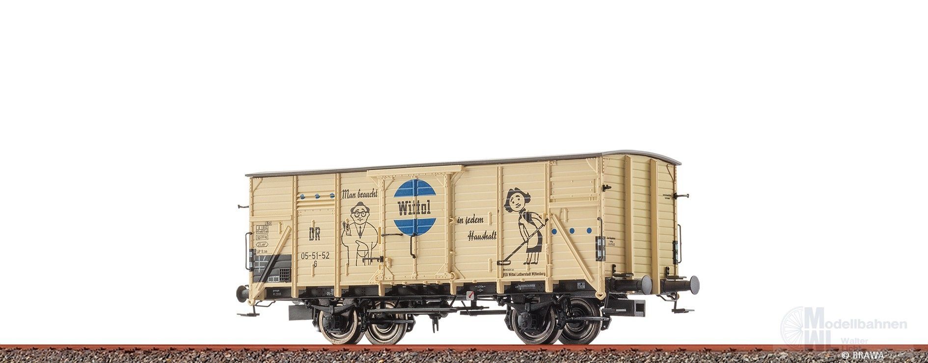 Brawa 50790 - Güterwagen gedeckt DR Ep.III Wittol H0/GL