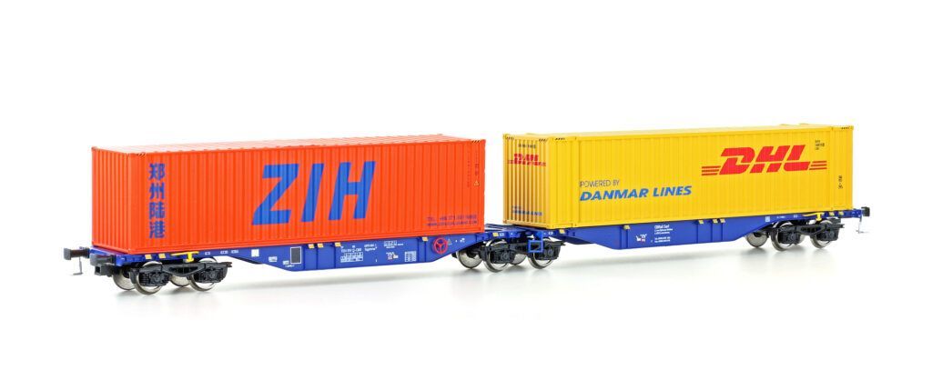 Mehano 90663 - Containerwagen Sggmrss'90 CBR Ep.VI DHL/ZIH H0/GL