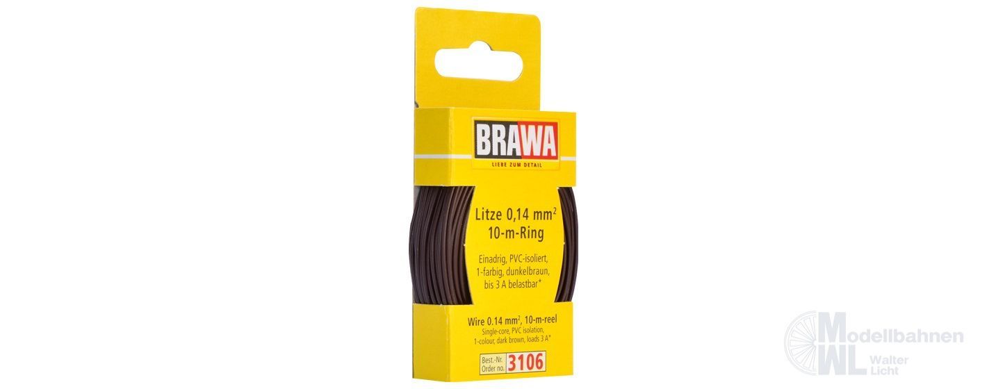 Brawa 3106 - Litze dunkelbraun 0,14 mm², 10 m Ring Brawa 3106 - Litze dunkelbraun 0,14 mm², 10 m Ring