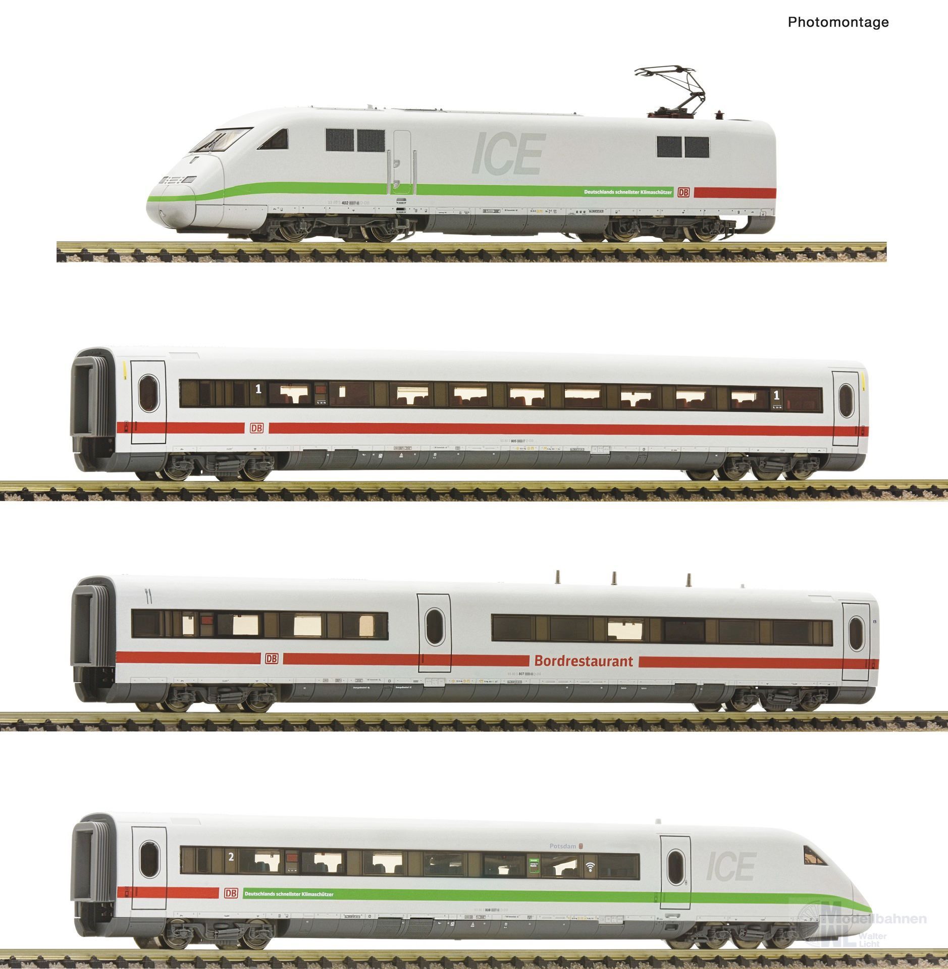 Fleischmann 7770003 - Triebzug ICE 2 BR 402 DB Ep.VI Klima 4tlg. N 1:160 Sound