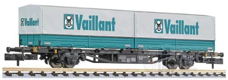 Liliput 265223 - Containertragwagen DB Ep.IV Lgjs 571.1 Wechselpritschen Vaillant N 1:160