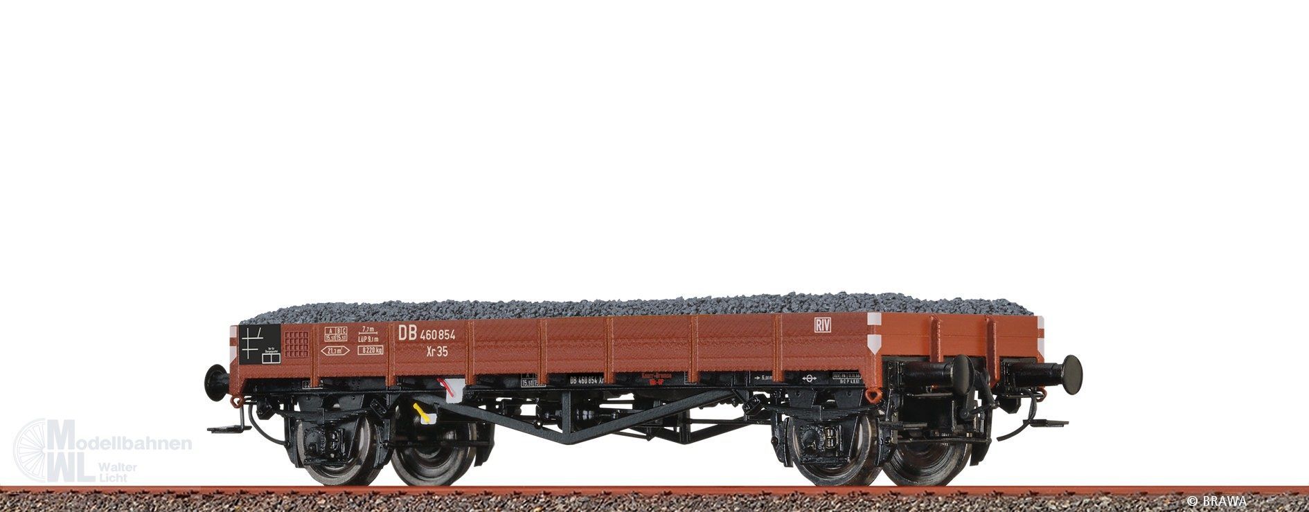Brawa 49358 - Flachwagen DB Ep.III Xr35 mit Ladegut Schotter 460 854 0/GL