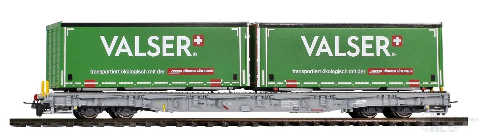 Bemo 2291175 - Tragwagen RhB Ep.VI R-w 8385 Container Valser H0m