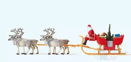 Preiser 30399 - Weihnachtsschlitten mit 4 Rentieren H0 1:87