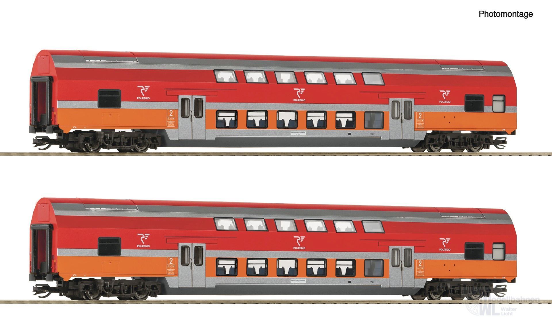 Roco 6280047 - Doppelstockwagen Set Polregio Ep.VI 2.tlg. TT 1:120