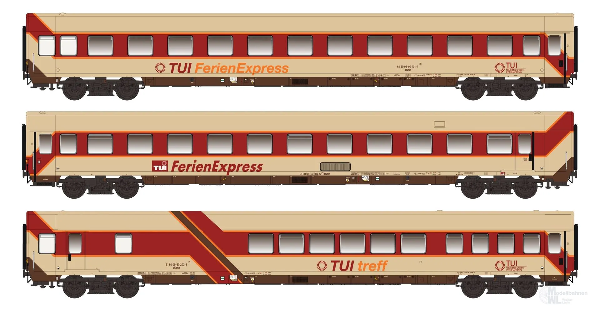 LS Models 96032AC - Personenwagen Set TUI Ferienexpress Ep.IV 3.tlg. Set II H0/WS