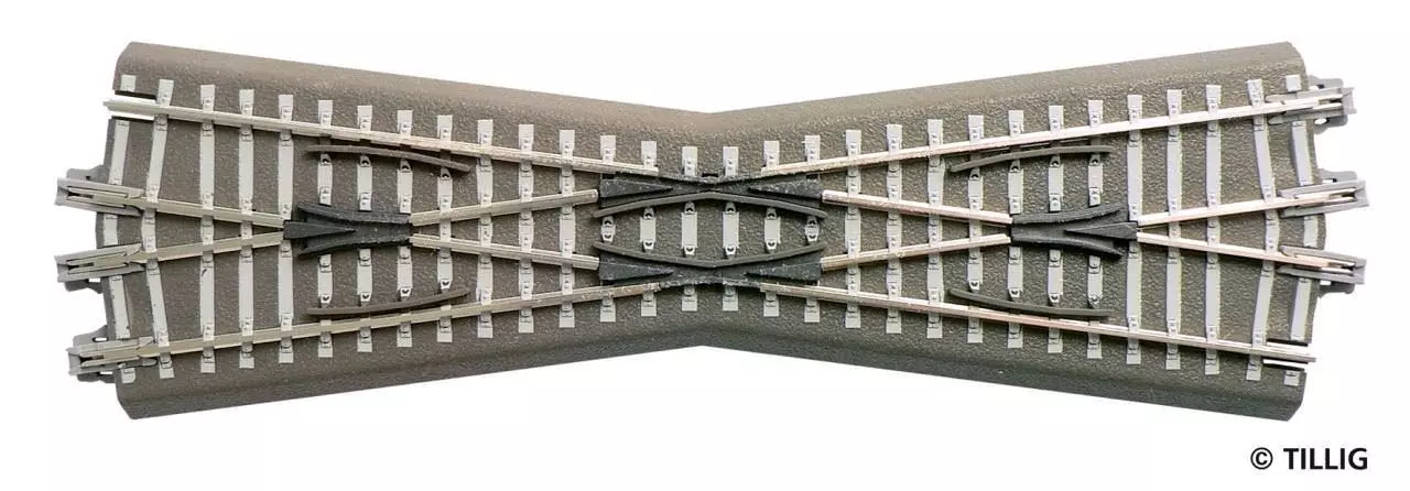 Tillig 83760 - Bettungsgleis-Kreuzung 15° 166 mm TT 1:120