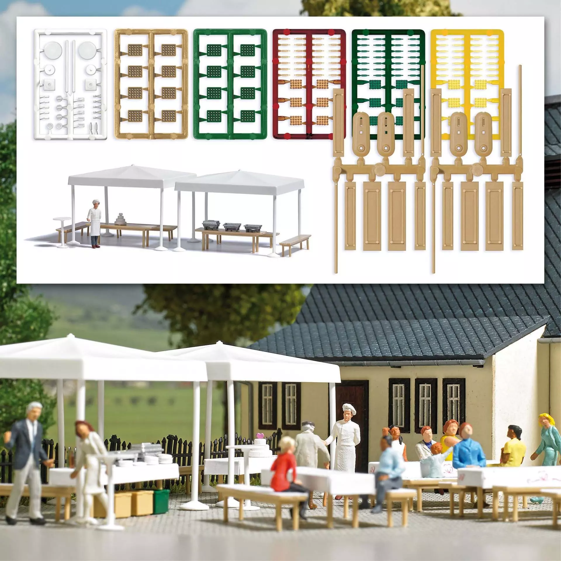 Busch 1830 - Catering-Set mit Koch H0 1:87