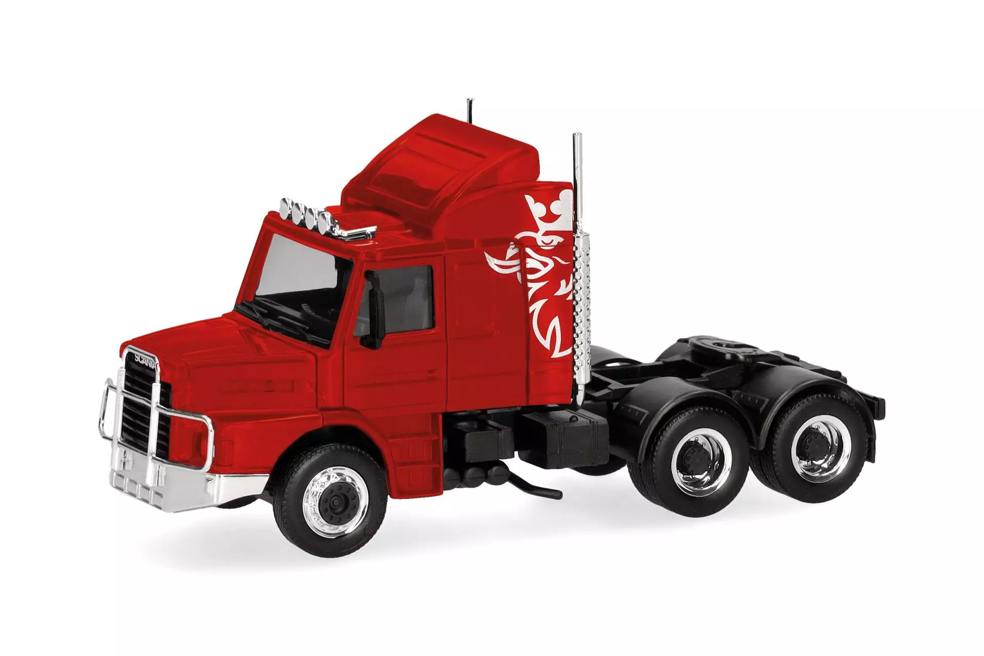 Herpa 319416-002 - Scania Hauber 142 Zugmaschine 3achs (6x4) rot H0 1:87