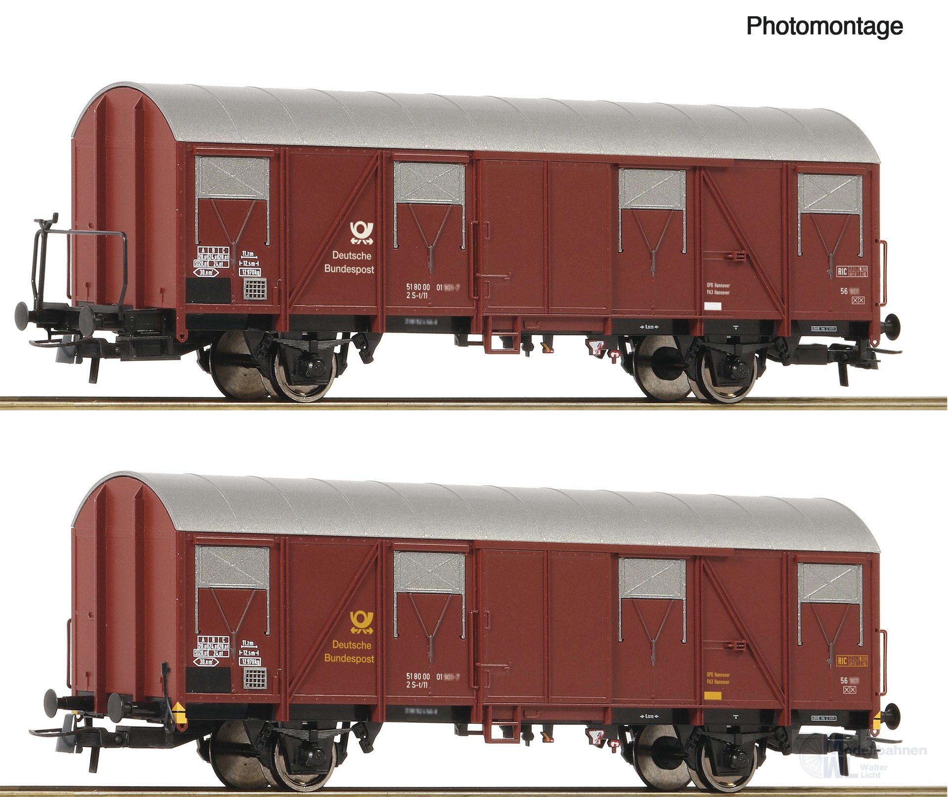 Roco 6600248 - Postgüterwagen Set DBP Ep.IV 2.tlg. H0/GL