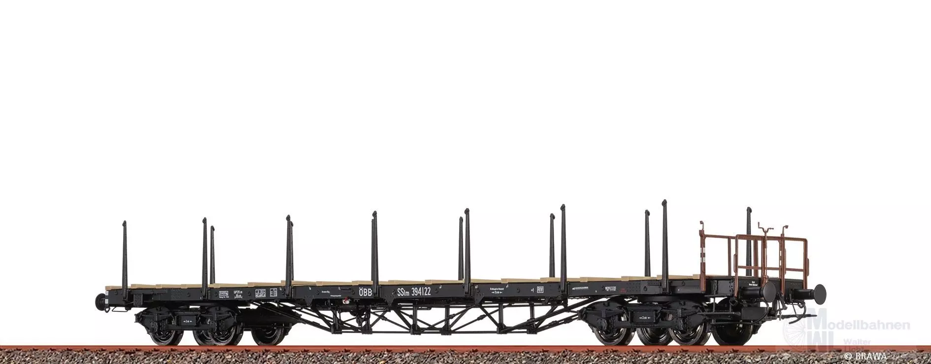 Brawa 50656 - Drehgestellflachwagen ÖBB Ep.III SS ohne Bremserhaus H0/GL