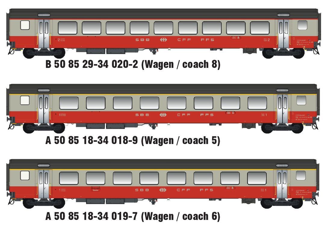 LS Models MW2108-3DC - Personenwagen Set SBB Ep.IV EW III Swiss Express 3.tlg. H0/GL