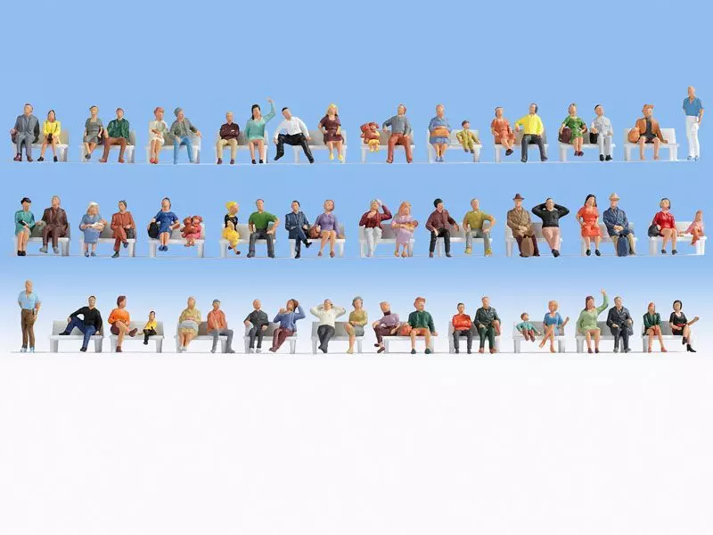 Noch 47402 - Mega-Spar-Set Sitzende 60 Figuren, ohne Bänke TT 1:120
