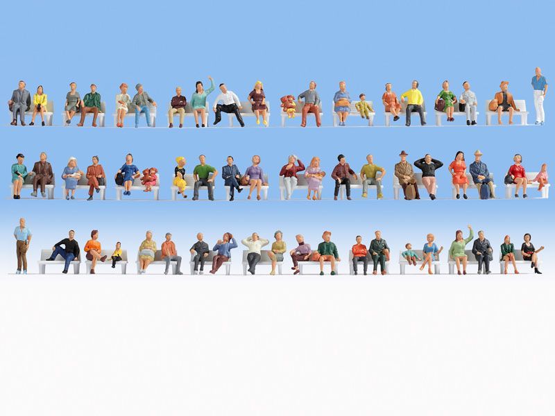 Noch 47402 - Mega-Spar-Set Sitzende 60 Figuren, ohne Bänke TT 1:120
