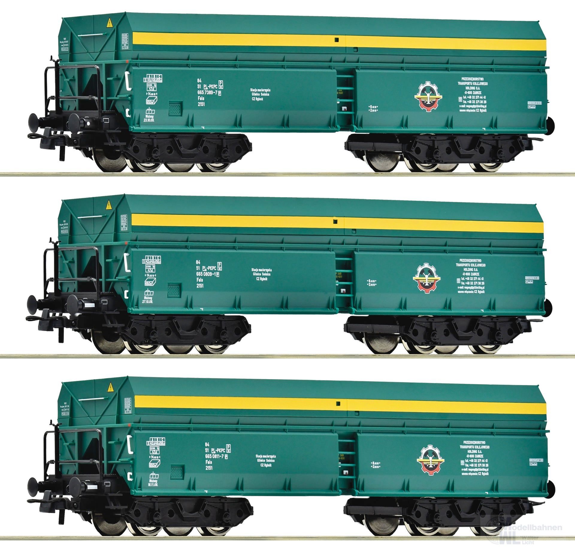 Roco 6600195 - Selbstentladewagen Set PTKiGK Ep.V/VI Fads 3.tlg. H0/GL