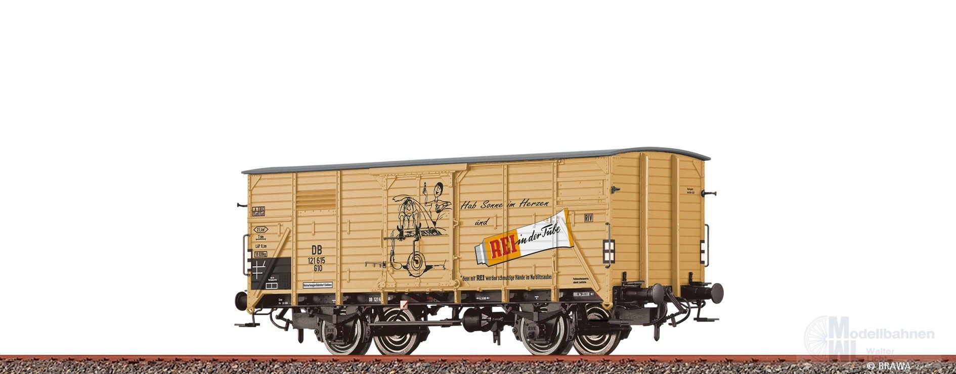 Brawa 46753 - Güterwagen gedeckt G10 DB Ep.III Rei in der Tube H0/GL